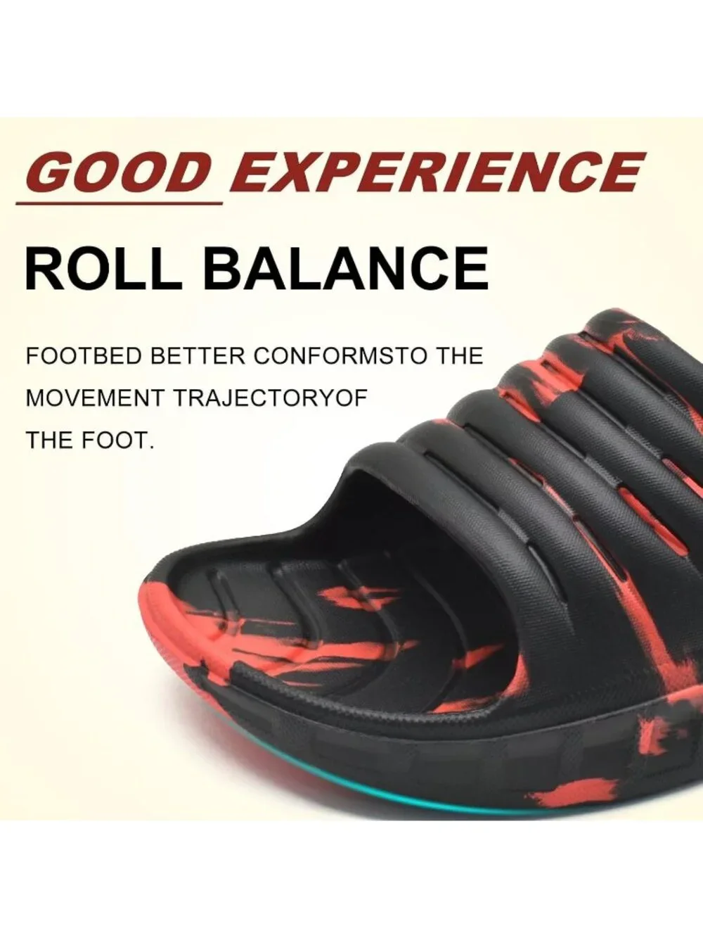 Men Red Black Sandals Orthotic Arch Support Open Toe Sport Slides Thick Cushion